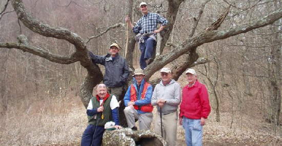 The OFHC gang for today's hike. (l-r) Doug Russell, Wayne Miller, Dick Metzgar, Dan Ross (top), Jack Jacobi, and Bob Presley.