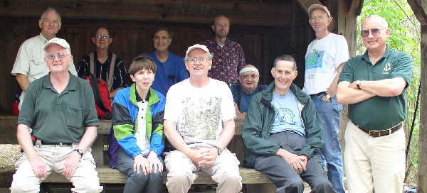 The OFHC gang for today's hike. (seated l-r) Bob Presley, Donna Presley, Tony Presley, Doug Russell and Bob Thompson. (standing l-r)John Hires, Wayne Miller, Dan Ross, Ray Cowan, Phil Brownrigg, and Jack Jacobi.