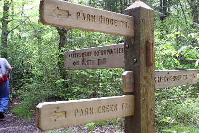 The trail sign at this intersection gives hikers good direction.
