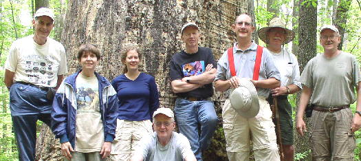 The OFHC Gang for today's hike. (front l-r) Bob Thompson, Donna Presley, Leigh Ann Miller, Bob Presley, Phil Brownrigg, Wayne Miller, Ray Cornell, Tony Presley.