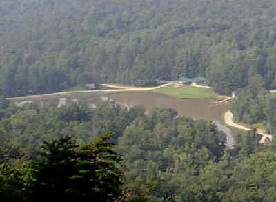 Looking down from Big Rock to Camp Rainey Mountain.