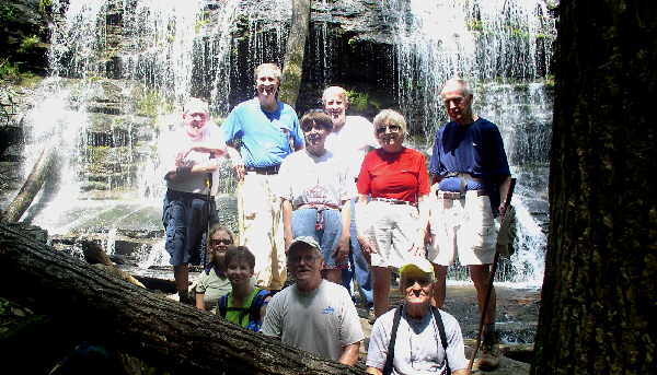 The OFHC gang for today's hike. (l-r seated) Leigh Ann Miller, Melissa Anderson, Tony Presley and Ray Hopper. (standing l-r) Doug Russell, Dan Ross, Donna Presley, John Bellamy, Geri Whitaker and David Whitaker.