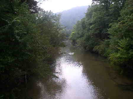 Looking down the river from the bridge.