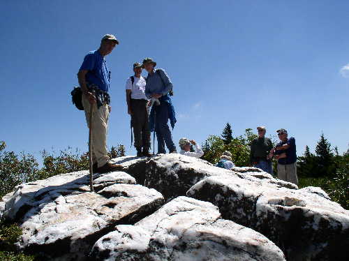We explore some of the massive white quartz boulders and cliffs on Shining Rock Mountain.