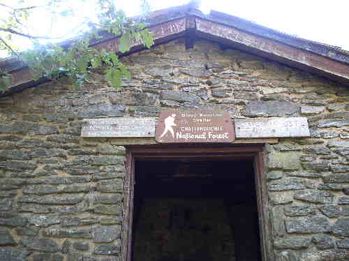 The historic Blood Mountain Shelter at the summit..