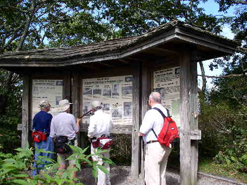 Checking out the information boards at Wayah Bald.