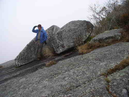 When we arrived at the summit of White Rock Mountain, it was completely fogged-in with no views.