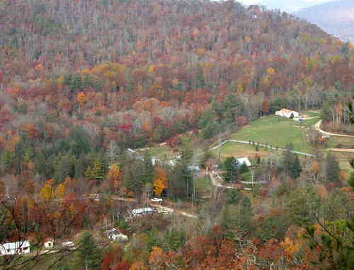 Looking down across the valley we see nice fall color..