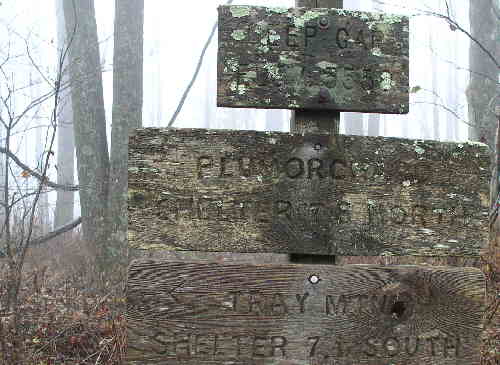 The trail signs at Deep Gap.