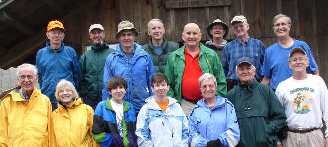 The OFHC gang for today's hike. (l-r front) David Whitaker, Geri Whitaker, Donna Presley, Melissa Anderson, Dianne Farmer, Ray Hopper, and Tony Presley. (back (l-r) Phil Brownrigg, Terry Doyle, Dick Metzgar, John Bellamy, Jack Jacobi, Wayne Miller, Bob Presley, and Dan Ross.