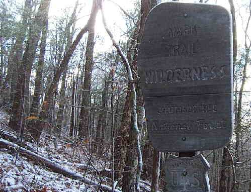 At the Wilderness sign, the snow becomes more evident!