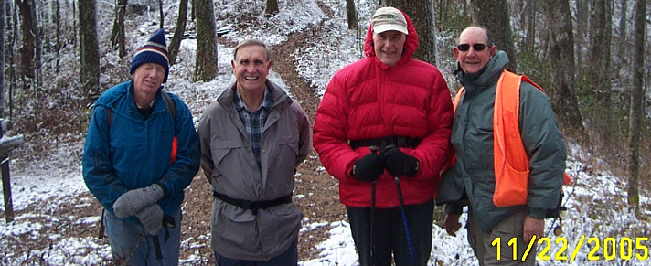 The OFHC gang for today's hike! (l-r) Phil Brownrigg, Dan Ross, Bob Thompson and Wayne Miller.