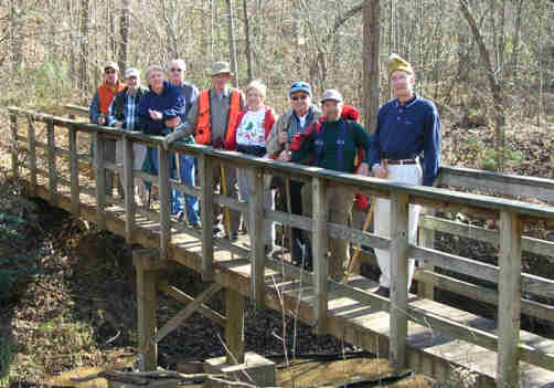 Our group crossing the bridge at Farmers Bottom.