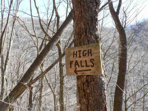 The sign that points us to High Falls.