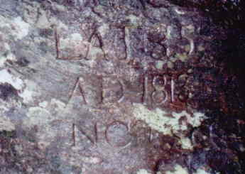 Here is the first survey mark (Commissioner's Rock). Engraved LAT 35 , A.D. 1813 , NC + SC