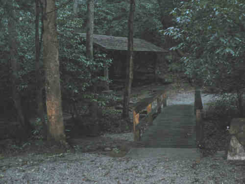The picnic area near the parking lot.