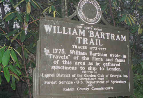 Bartram Trail marker on Warwoman Rd.