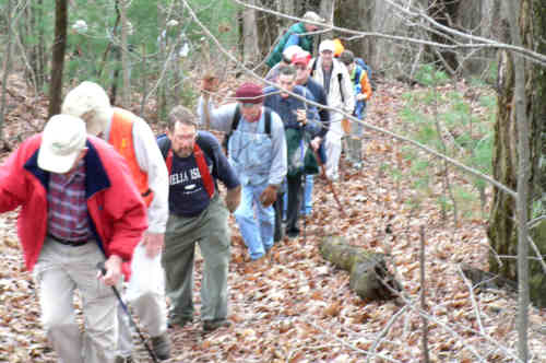The OFHC headed up the steep trail to Pinnacle Knob.