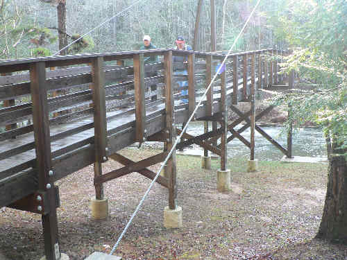 The Shortline Trail crosses the Tallulah River on this nice foot-bridge.