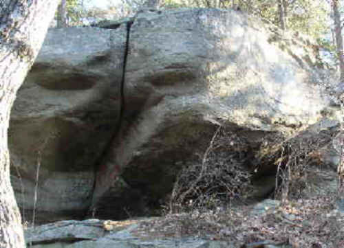 The trail to the summit of Currahee Mtn. brings us past many large rock outcroppings and boulders.