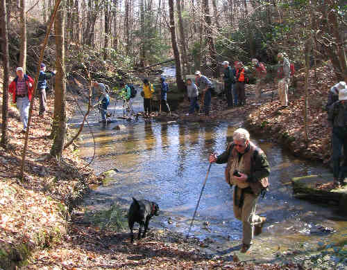 We had to rock hop across the creek three times today. Most made it across with dry feet.