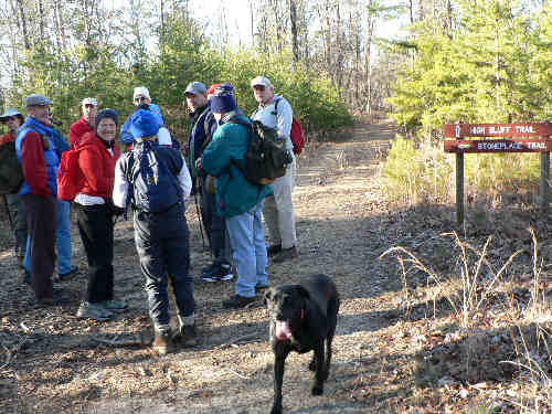 Short break at the intersection of the High Bluffs Trail.