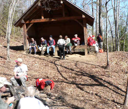 Lunchtime at the trail shelter!