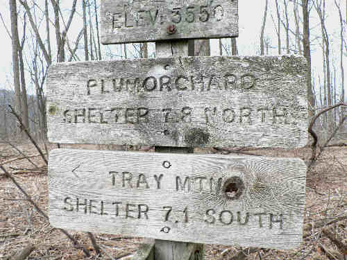 The trail sign at Deep Gap.