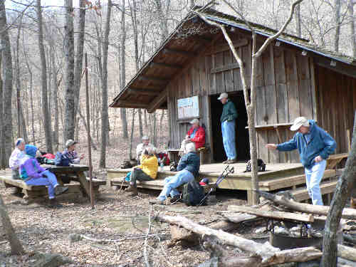 Lunchtime at the Deep Gap Shelter.