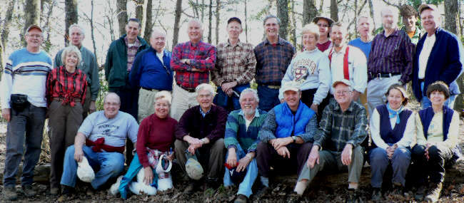 The OFHC gang for today's hike. (front l-r front) Jim Pickens, Barbara Lambert, Dick Metzgar, Bryan Lambert, Terry Doyle, Bob Presley, Karen Pietrowicz, and Donna Presley. (back l-r) Tony Presley, Geri Whitaker, David Whitaker, Bob Thompson, Doug Russell, Jack Jacobi, Phil Brownrigg, Dan Ross, Jeanne O'Connor, Wayne Miller, Bruce O'Connor, John Bellamy, Ray Cowan, Melissa Anderson, and Dave Standard.