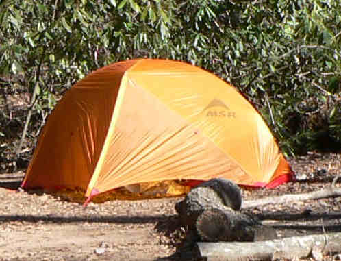 Hiker tent near the trail.