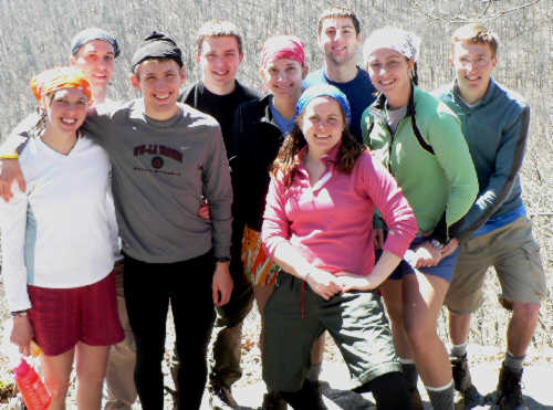 We met this nice group of college students from the University of Wisconsin-La Cross. They were back-packing a portion of the A.T. during Spring Break.