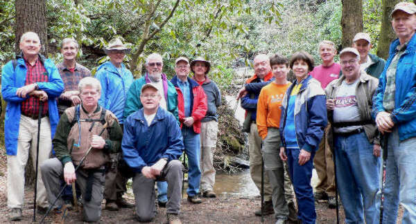 The OFHC gang for today's hike. (l-r front) Steve Jordan, Tony Presley, Melissa Anderson, Donna Presley, Jim Pickens, and Phil Brownrigg. (l-r back) Jack Jacobi, Dan Ross, Dick Metzgar, Bryan Lambert, Bob Presley, Wayne Miller, Doug Russell, John Bellamy, and Bob Thompson.