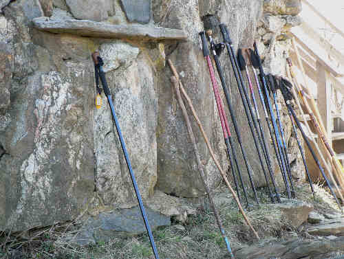 We left our hiking sticks at the base of the tower for lunch.