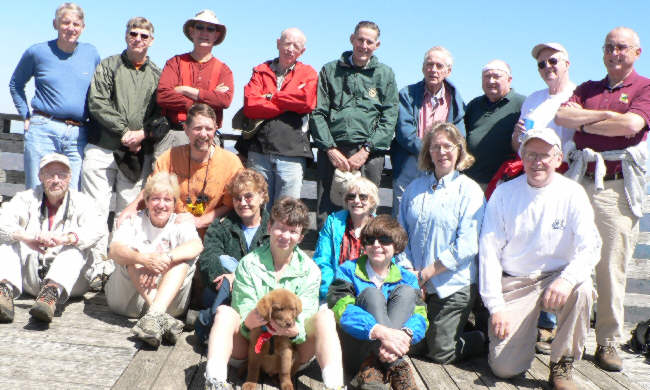 The OFHC gang for today's hike. (l-r front) Ray Cowan, Jeanne O'Connor, Bruce O'Connor, Beth McDonald, Melissa and "Bo" Anderson, Geri Whitaker, Donna Presley, Wanda Miller, and Tony Presley. (l-r standing) John Bellamy, David Carswell, Wayne Miller, Phil Brownrigg, Bob Thompson, David Whitaker, Doug Russell, Bob Presley, and Jack Jacobi.