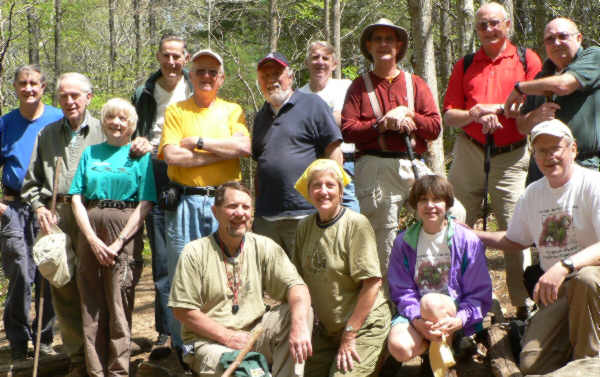 The OFHC gang for today's hike. (l-r front) Bruce O'Connor, Jeanne O'Connor, Donna Presley, and Tony Presley. (l-r standing) Dan Ross, David Whitaker, Geri Whitaker, Bob Thompson, Bob Presley, Bryan Lambert, John Bellamy, Wayne Miller, Jack Jacobi, and Doug Russell.