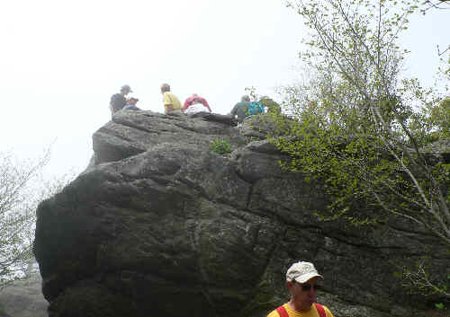 From the boulders, there are normally magnificent mountain views, but today, the fog obscured the views.