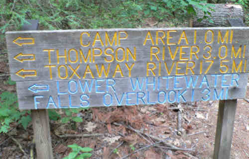 Trail sign at the junction with the Foothills Trail.