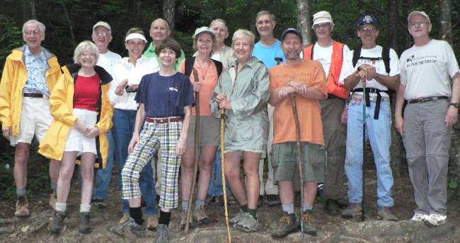 The OFHC gang for today's hike. (l-r) David Whitaker, Geri Whitaker, Bob Presley, Sharon Volker, Jack Jacobi, Donna Presley, Carole Wintle, John Bellamy, Jeanne O'Connor, Dan Ross, Bruce O'Connor, Dick Metzgar, Kurt Vogler and Tony Presley.