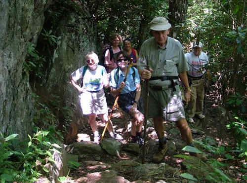 Heading up a rocky hill on the trail.