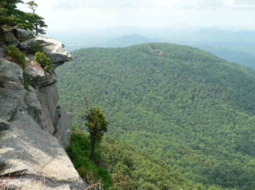 These massive rock cliffs on Yonah remind us of Pickens Nose in NC.
