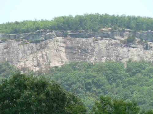 Back at the parking lot we zoom in to see the cliffs that we explored.