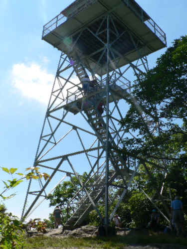 Here, we arrive at the Albert Mountain Fire Tower.
