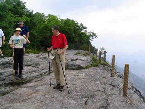 The rock cliffs have nice cable barriers to provide safety for viewers.
