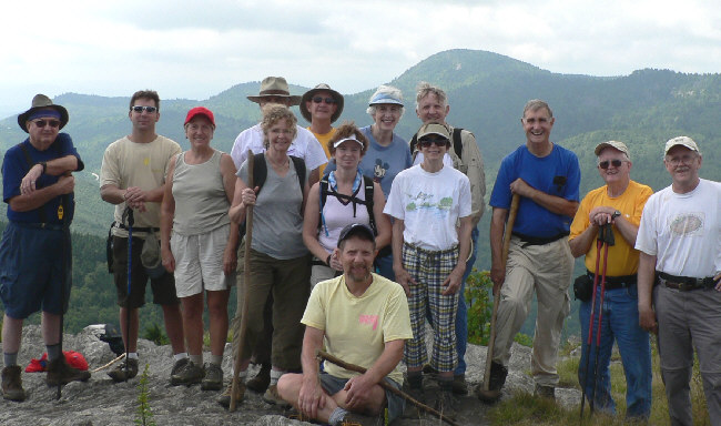 The OFHC gang for today's hike: (front) Bruce O'Connor (l-r standing)Doug Russell, Jeff Anderson, Jeanne O'Connor, Dick Metzgar, Carole Wintle, Wayne Miller, Melissa Anderson, June Bellamy, John Bellamy, Donna Presley, Dan Ross, Bob Presley, and Tony Presley.