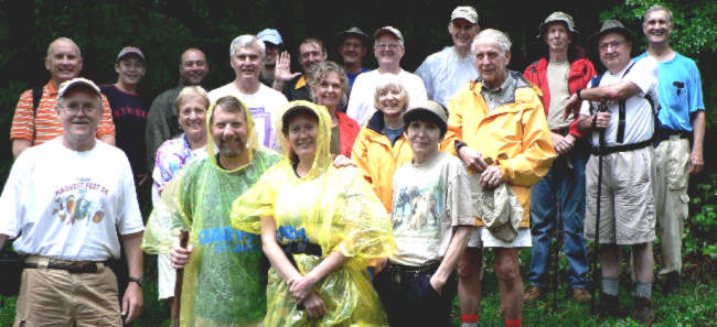 The OFHC gang for today's hike: (front two rows l-r) Tony Presley, Jeanne O'Connor, Bruce O'Connor, Leigh Ann Miller, Carole Wintle, Geri Whitaker, Donna Presley, and David Whitaker. (back l-r) Jack Jacobi, Matthew Bennett, Dan Bennett, Dick Metzgar, Greg Bennett, Steve Bennett, Wayne Miller, Bob Presley, Bob Thompson, Phil Brownrigg, Doug Russell, and Dan Ross.