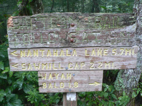 This is the trail sign at the intersection with the Appalachian Trail.