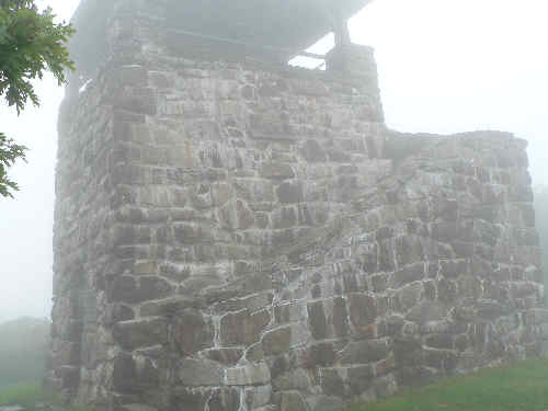 Arriving at the Wayah Bald tower, we find heavy fog! We had lunch here and the temp. was a cool 53!!!