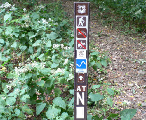 The trail marker back at Deep Gap.