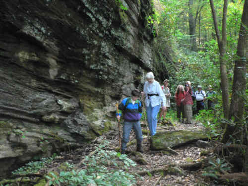 The incredible rock wall beside the trail.